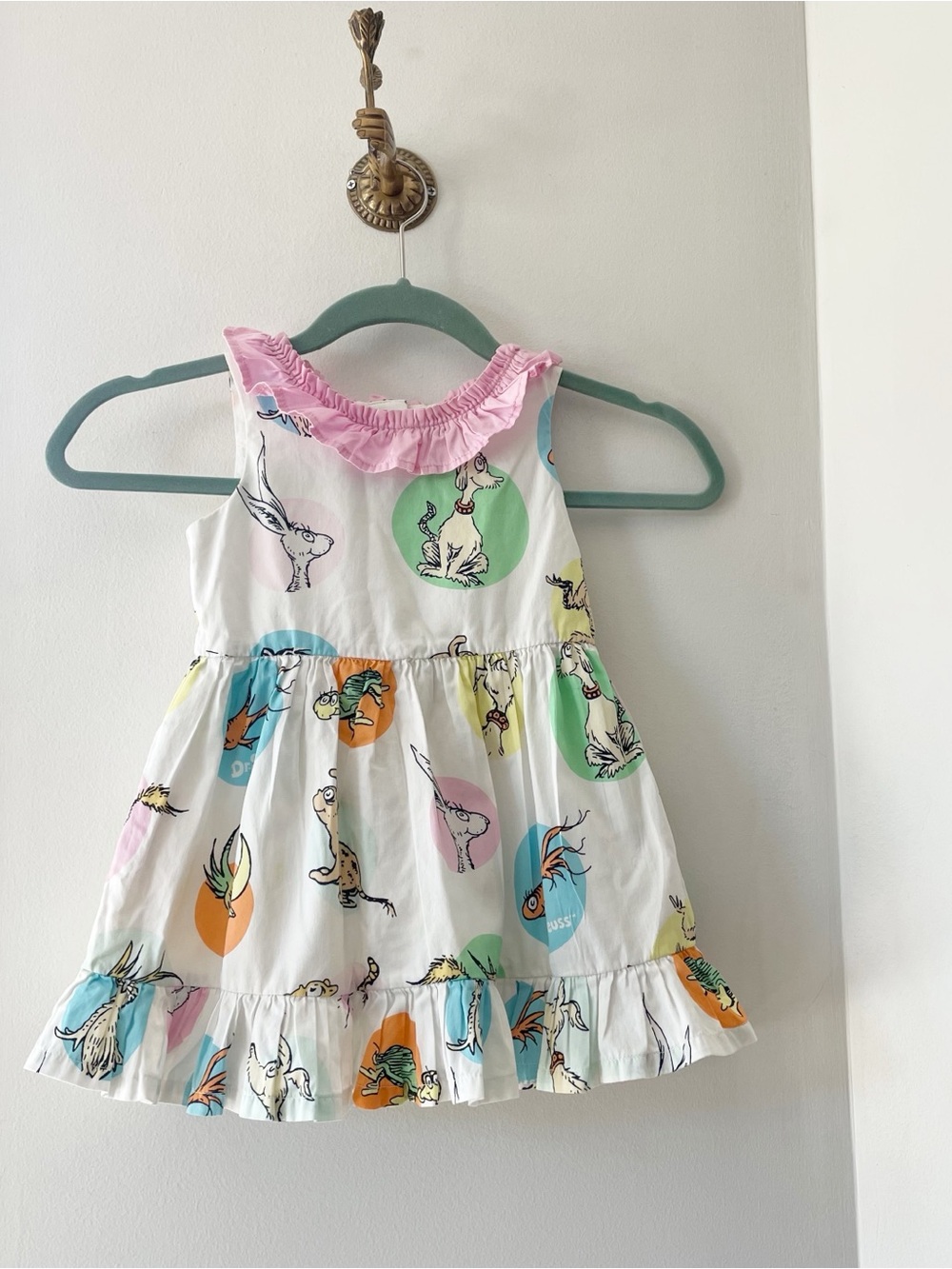 Dr. Seuss Sleeveless Ruffle Collar Sun Dress | Size 3